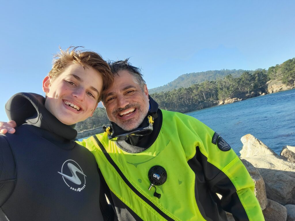 Ken Carter and his son at Point Lobos. Photo by Terry Rowe.